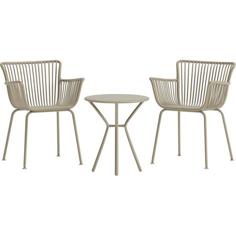 Ensemble Table de Jardin & 2 Chaises "Sifnos" 60cm Beige (1/4)