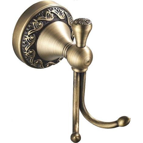Filiyano-Patère double murale de style antique pour salle de bain/toilettes, base sculptée en laiton de qualité, couleur bronze, gain de place pour (1/5)