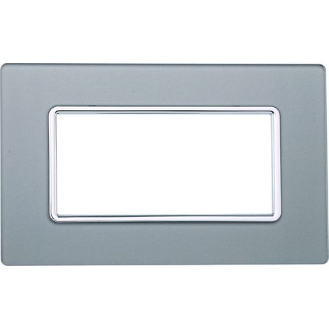 Kompatible Abdeckrahmen Bticino Matix 4 module Glas Silber Farbe (1/2)