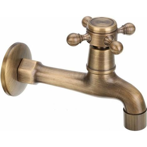 Vintage-Wandarmatur für Kaltwasser in Bad, WC, Waschbecken und Badewanne Messingarmaturen für Garten, Terrasse, Wischmopp und Schwimmbad (1/4)