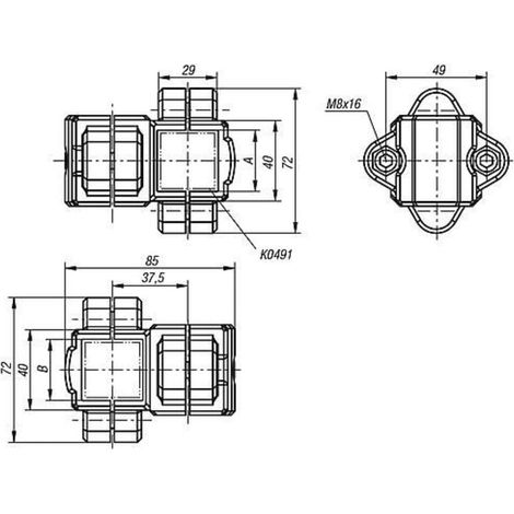 KIPP Rohrverbinder Kreuzstück Thermoplast für Vierkantrohre 30 x 30 Stahl (1/2)