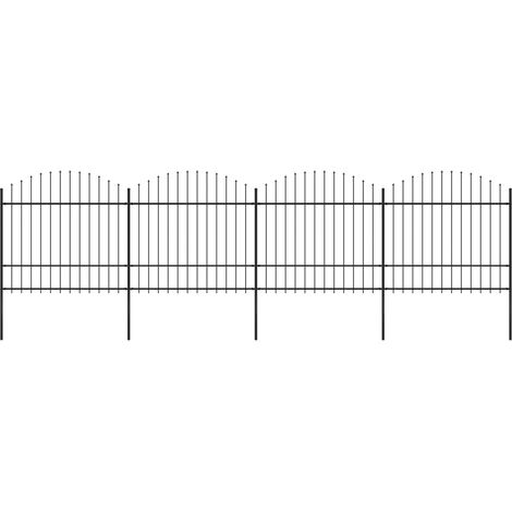 vidaXL Recinzione da Giardino con Punta a Lancia in Acciaio 714,5x175 cm Nero