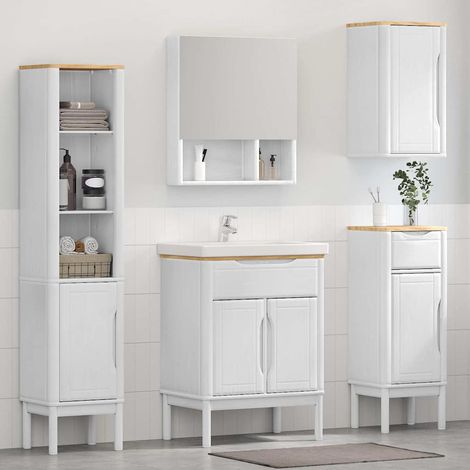 vidaXL Set di mobili per il bagno con cassetto FLORO 4 pcs Bianco