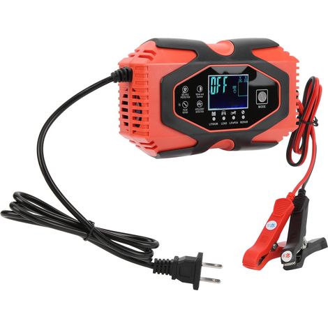Chargeur de batterie portable intelligent avec fonction mémoire, adapté aux motos et aux voitures, prise standard américaine 100-240V. (1/5)