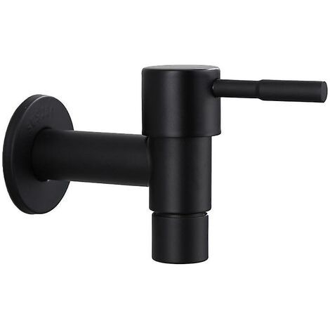 Robinet Murale En Acier Inoxydable - Robinet Pour Machine À Laver Ou Balai De Piscine - Raccord G1/2 - Noir - 1 Pièce (1/4)