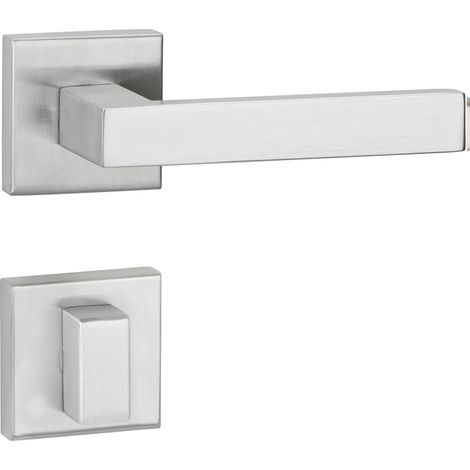 Hermat Bad-Drückergarnitur 1682 L WEST Edelstahl Smart-Clip Rosettengarnitur