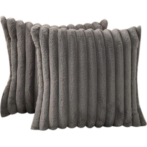 Taie Oreiller Douce - 2 pièces, Taie Oreiller Douce Gris Foncé 45x45cm - Réversible (1/5)