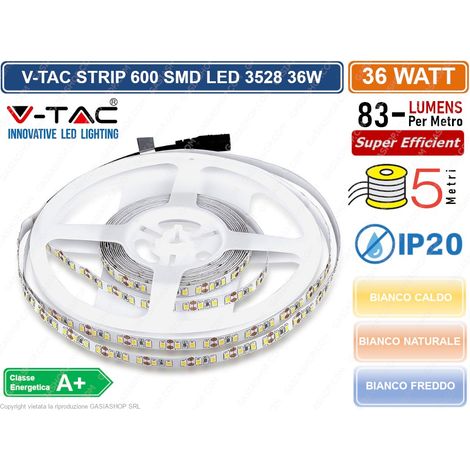 Striscia 600 LED Smd 3528 5 Mt Bobina Luce Bianca Naturale Alta Luminosità, 4500k (1/10)