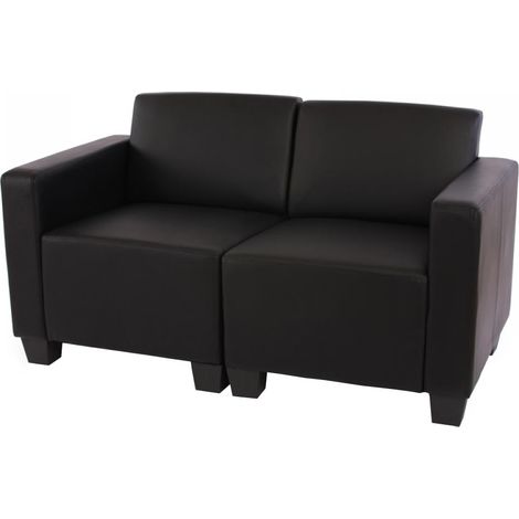 Sofá modular 2 plazas Lyon, polipiel, negro (1/5)