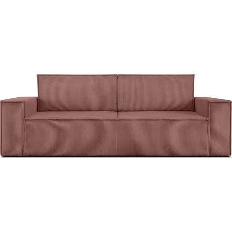 KONSIMO NAPI Sofa 3 Sitzer, mit Schlaffunktion, in Pet Friendly Cord-Stoff, Rosa (1/5)