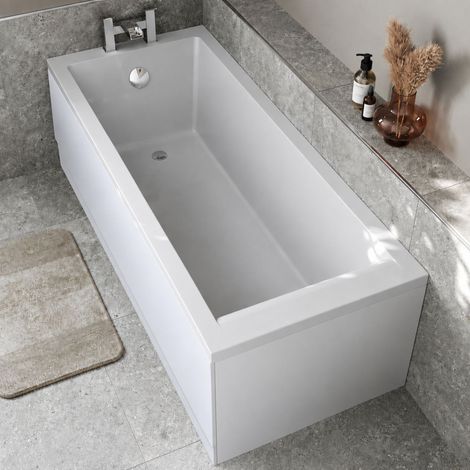 1600x700mm Single Ended Straight Bath with Acrylic White Front Panel (1/5)