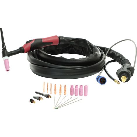 ELMAG WIG-Schlauchpaket SRC 26/4m - FLEX - HF U/D (3DT) flexibler Kopf, gasgekühlt, SteckerØ 13mm 35/50mm² inkl. UP/DOWN Leistungsregelung am Handgrif (1/5)