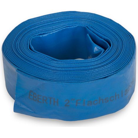 Eberth – Tuyau d'arrosage plat 10m Ø52mm PVC bleu flexible pour pompage eau propre et sale – Pression 3 bars – Résistant aux intempéries