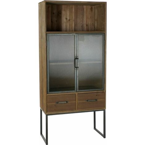 Armoire DKD Home Decor Noir Bois Métal Verre (70 x 34.5 x 160 cm)