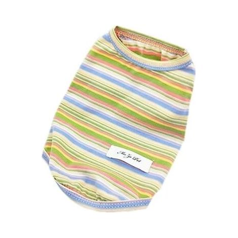 35x24x1cm Striped Dog T-Shirt, Breathable Cotton Summer Shirts, Soft Dog Tank Top Sleeveless Dog Vest T-Shirt for Small Dogs (1/5)