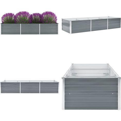 Garten-Hochbeet Verzinkter Stahl 240x80x45 cm Grau - Gartenhochbeet - Metallhochbeet - Stahlteich - Balkonbepflanzung - Terrasse Bepflanzung - Home & Living (1/5)