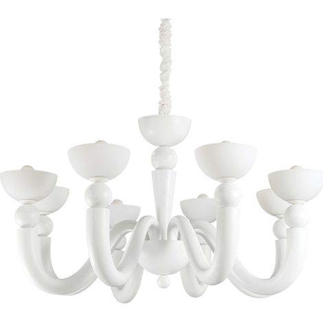 Lampadario Shabby Chic-Provenzale Bon Bon Metallo Bianco 8 Luci (1/3)