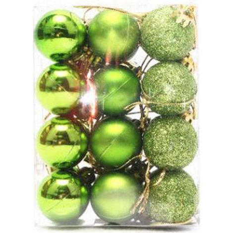 Bola De Adorno Navideña - 24 Unidades - Diámetro 3 Cm - Color Verde Lima Y Otros Tonos Pasteles - Para Árbol De Navidad Y Decoración De Fiesta (1/5)