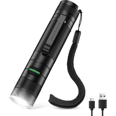 Lampe Torche LED Rechargeable USB Ultra Puissante, Mini Petite et Haute Lumen Lampes de poche, IPX6 Étanche Lumière Blanche pour Camping, Randonnée, Urgence, longue portée, batterie 4000mAh (1/5)