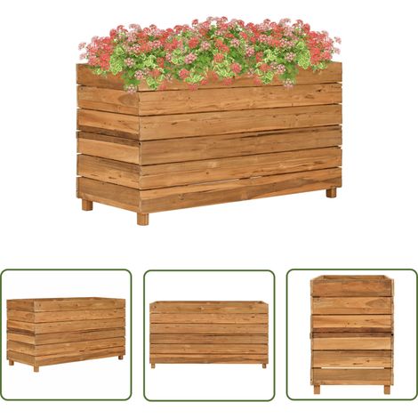 The Living Store Hochbeet 100x40x55 cm Teak Altholz und Stahl - Hochbeet - Teakholz - Gartendeko - Blumenerde - Pflanzenbehälter (1/5)