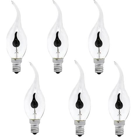 6 Pièces 3W 220V E14 C35 Bougie Ampoule LED Pointe Flamme Nature Feu Lumière Vacillante Bar Vintage Lampe Décoration Maison [Classe énergétique F] (1/5)