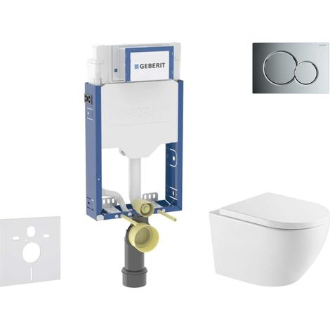 Geberit Kombifix - Set Vorwandelement, Oudee-WC mit Softclose-Sitz und Sigma01-Betätigungsplatte, Chrom glänzend SANI15CA1144