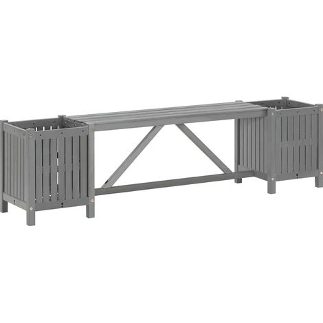 vidaXL Panca da Giardino con 2 Fioriere 150cm Legno di Acacia Grigio
