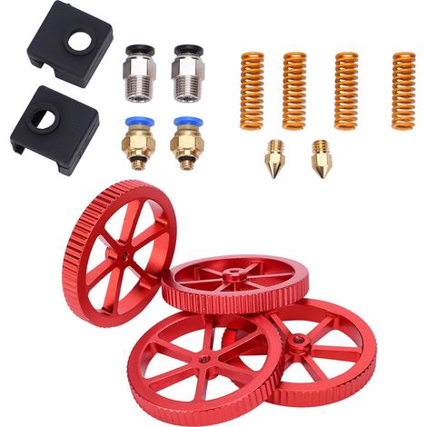 3D-Drucker-Extruder-Upgrade-Kit, rote Handdreh-Nivelliermutter, Federn, Dämpfer-Set (1/5)