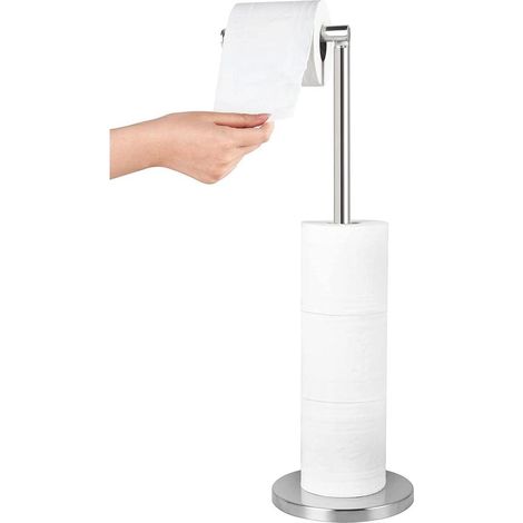 Porte-papier toilette sur pied - Boîte à mouchoirs pliable - Acier inoxydable - Base antirouille - Boîte à 5 rouleaux (1/5)