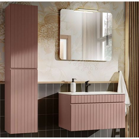 Ensemble meuble vasque + 3 éléments - 80 cm - Emblematic Rose - Livraison gratuite