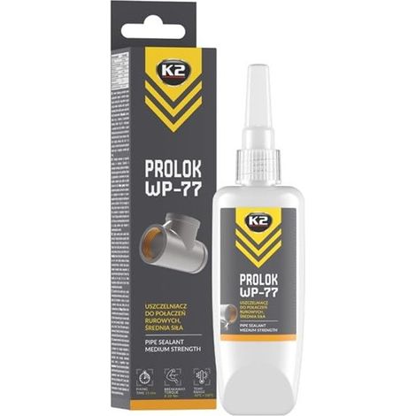 Carmotion Prolok WP-77 Sellador de Juntas para Tuberías 50ml, color amarillo, alta resistencia, ideal para prevenir fugas, aplicable en tuberías y conexiones de fontanería