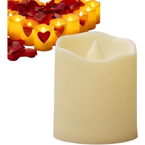 1 bougie LED rouge sans flamme, effet vacillant réaliste, lumière chaude 2700K, décoration intérieure/extérieure, mariage Noël Saint-Valentin