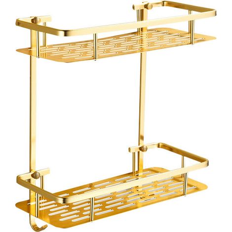 Gold Duschregal, Badezimmer Wandregal ohne Bohren Metall Duschablagekorb Duschcaddy, rostfrei (2 Körbe)