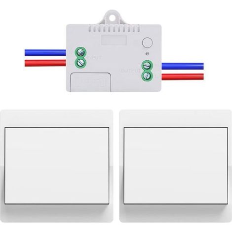 Interrupteur sans fil sans piles Lot de 2 kit interrupteur sans fil autoalimente va et vient sans fil sans pile(1Gang 2V1 A) (1/4)