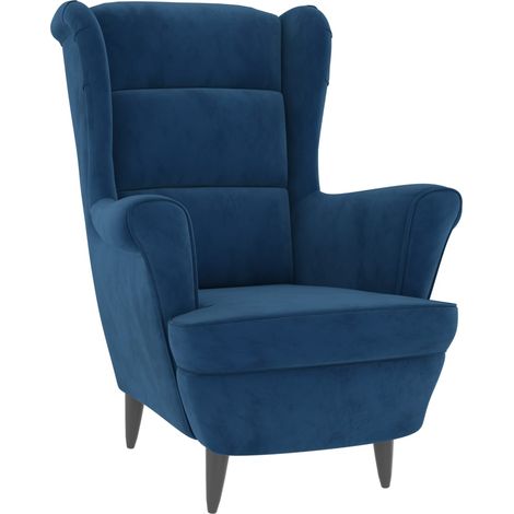Poltrona lounge comoda poltrona da soggiorno camera da letto con braccioli in velluto blu DEC026857