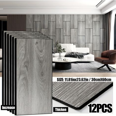 Panneaux Muraux Bois 3D x12 – Style Vintage Gris – Décoration Murale Moderne (1/2)