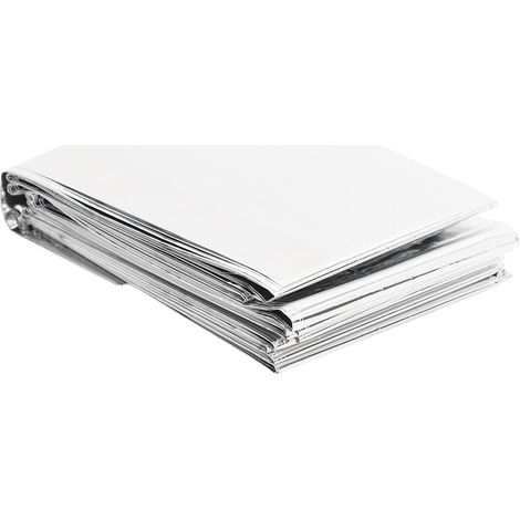 Lot de 10 couvertures de survie thermiques 130x210cm argentées double face, pliables et réchauffantes (1/5)