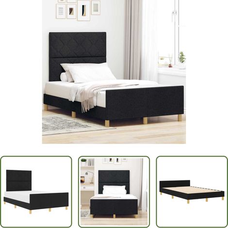 vidaXL Stoffbett - Bettgestell mit Kopfteil Schwarz 120 x 190 cm Stoff (1/5)