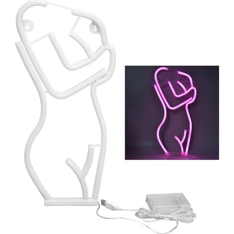 Panneau lumineux LED en forme de corps, décoration murale artistique, alimenté par USB, pour chambre à coucher, Bar, fête, mariage, rose (1/5)