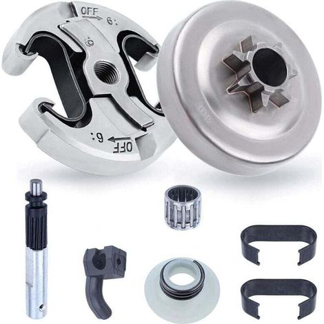 Kettenrad und Kupplung für Husqvarna 345, 445, 340, 450, .325" Kettenrad, 6-Zahn-Teilung + Kupplungstrommel + Lager, Kettensägen-Zubehörset 8 in 1