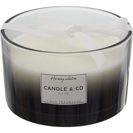 Bougie Parfumée 3 mèches Teinte Noire Senteur Linge Frais Ø13x8cm (1/3)