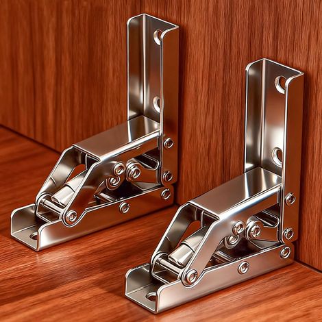 Lot de 2 supports de table pliante avec charnière autobloquante à 90 degrés Robuste, autobloquant, pour pieds de table et meubles (vis incluses) (1/5)