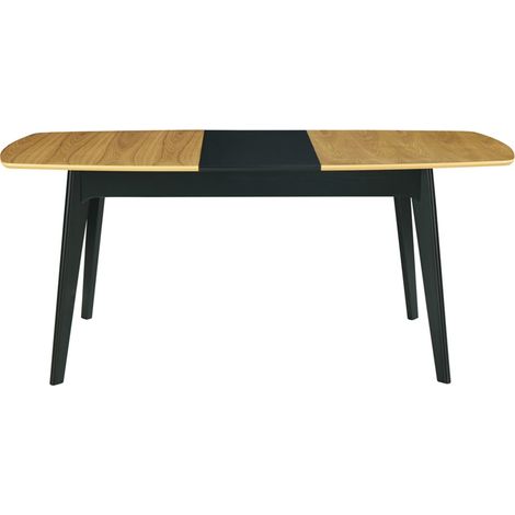 Table extensible rallonges intégrées rectangulaire bois et noir L140-180 cm MEENA