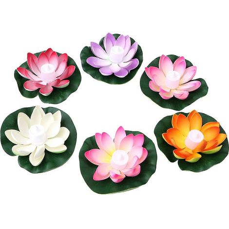 Lot de 6 bougies LED lotus réalistes, bougies porte-bonheur créatives pour fêtes et festivals (couleurs assorties) (1/5)