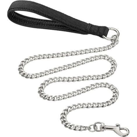 (120cmx3mm) Laisse pour Chien en Métal Robuste, 120cm Chaîne de Laisse pour Animal de Compagnie à L'épreuve de La Mastication avec Poignée Rembourrée Douce pour Chiens de Grande et Moyenne (1/5)