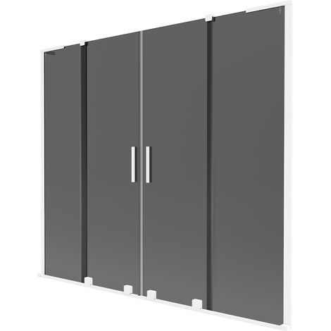 Mexen Velar L Duo Badewannenfaltwand 2-flügelig verschiebbar 180 x 150 cm, grafit, weiß - 896-180-003-42-20 (1/2)