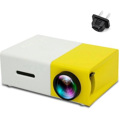 800 Lumen, 80-Zoll-Leinwand, tragbarer Mini-Filmprojektor (1080p), australischer Stecker, gelb-weiß