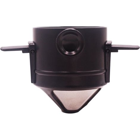 Filtre à café - Porte-filtre à café - Réutilisable - Pour camping, maison, bureau, voyage - Filtre à café sans papier - 7,5 x 7,5 x 7,5 cm - Noir - Acier inoxydable (1/4)