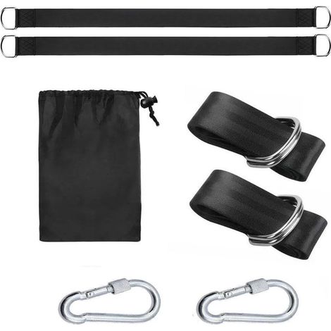 Kit Sangle Suspension 150cm Mousquetons Acier Polyester haute résistance, coutures doubles, pour idéal jardin, parc, charge max 2200LB (1/5)