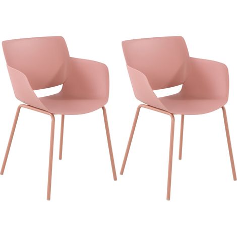 Juego de 2 sillas para interior o exterior en plástico rosa con estructura de acero con recubrimiento en polvo 100007310 (1/5)